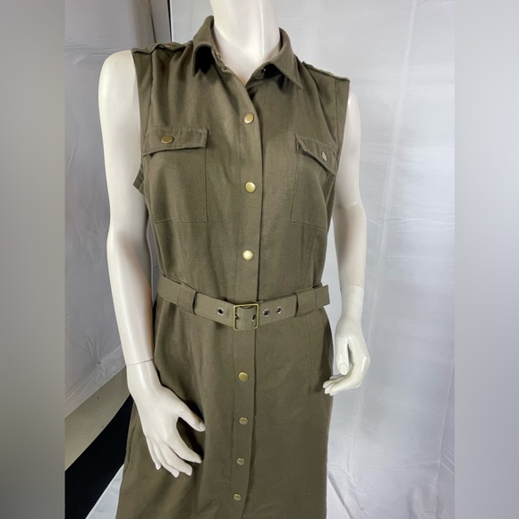 Bananas Republic Army Green Belted Dress - Picture 3 of 6